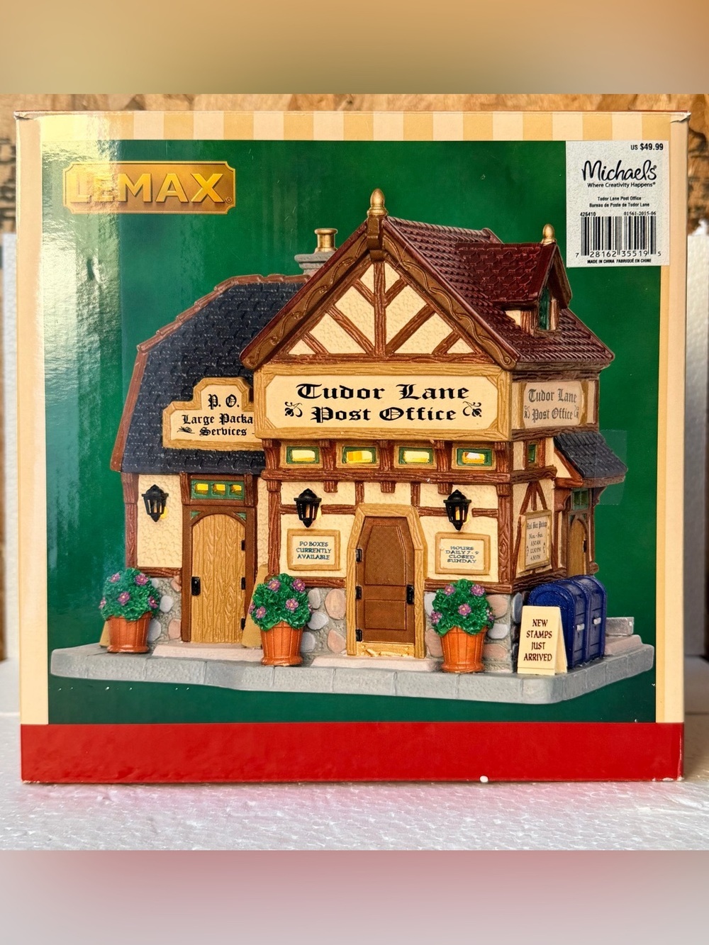 Lemax Tudor Lane Post Office Ceramic Lighted Holiday Building